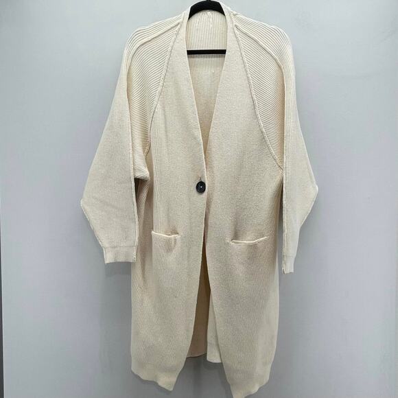 Free People Irreplaceable Cardigan Sweater Womens XS Ivory‎ Long Single Button - Picture 1 of 9